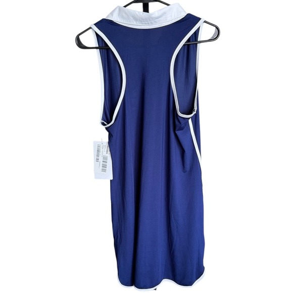 X By Gottex Lorna Binding Dress Sleeveless Medium Navy Golf Pockets Athleisure - Picture 6 of 6